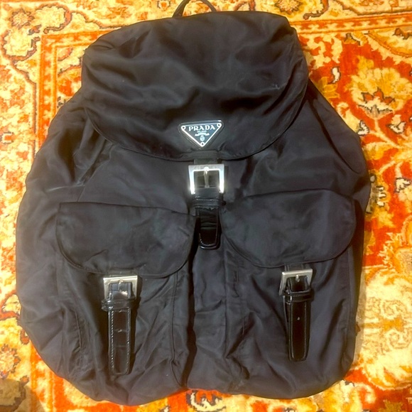 Prada tessuto drawstring backpack in black. - Picture 2 of 6